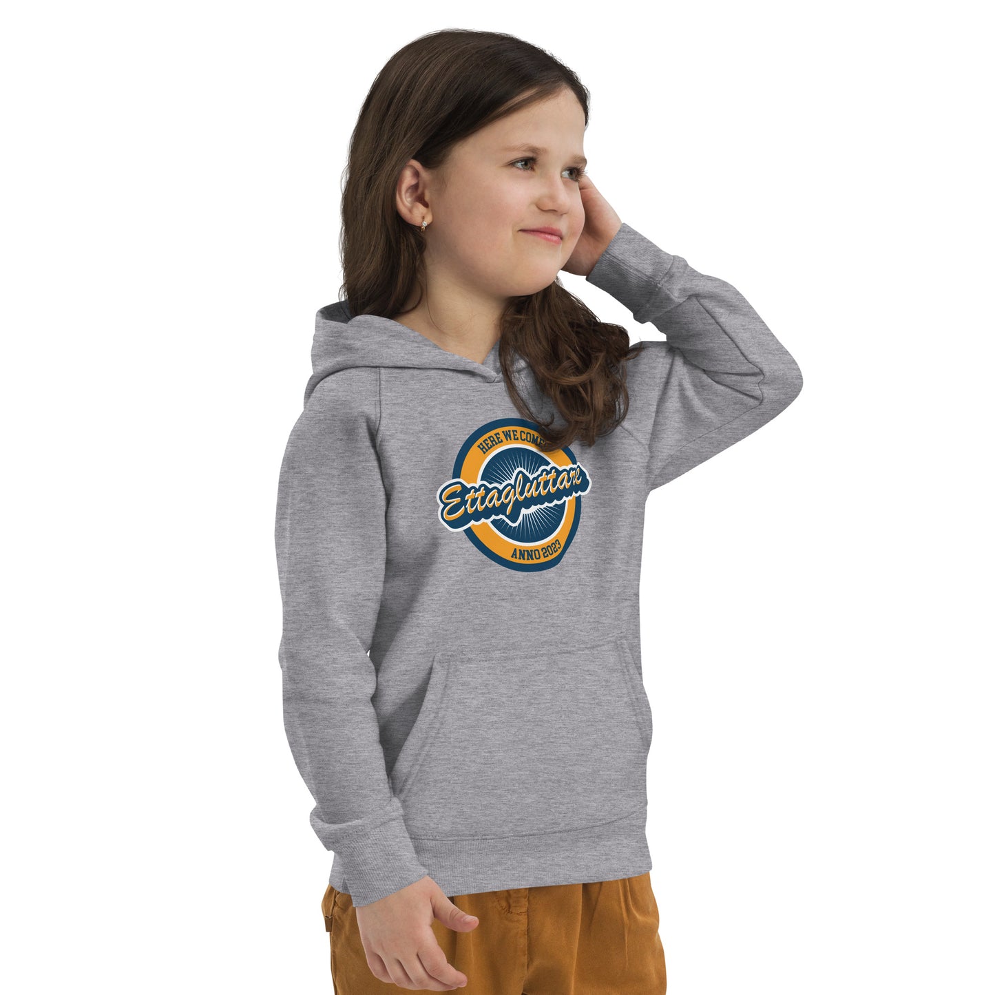 ETTAGLUTTARE - Unisexhoodie grå med tryck