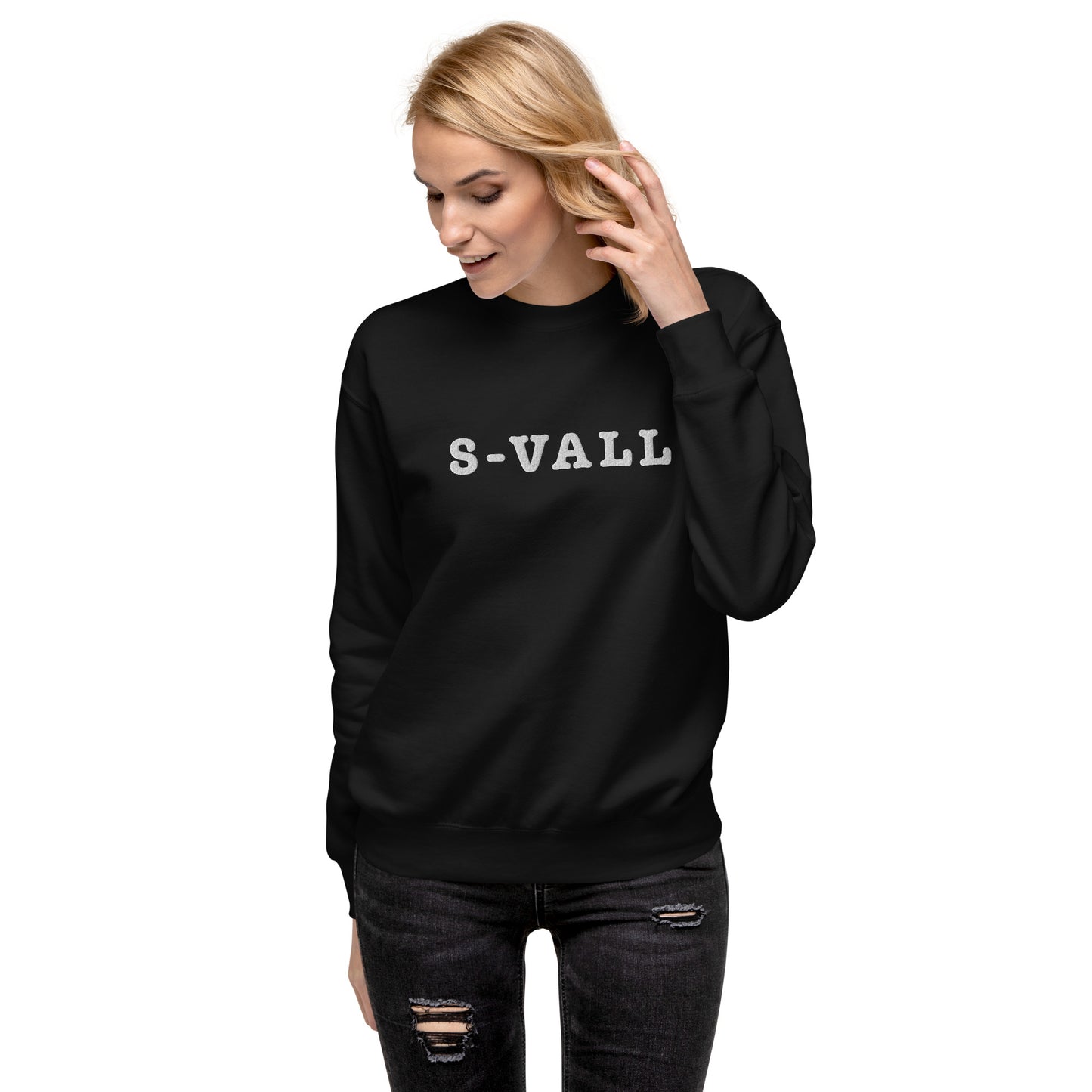 SUNDSVALL  (S-VALL) - Premium Unisex Sweatshirt/Collegetröja med vit brodyr - 4 färger