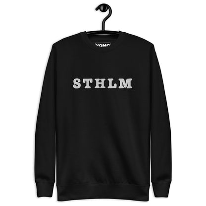 STHLM - Premium Unisex Sweatshirt/Collegetröja med vit brodyr - 4 färger