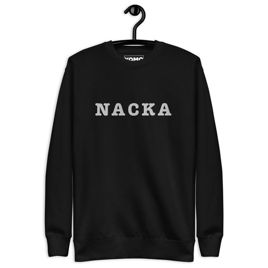 NACKA - Premium Unisex Sweatshirt/Collegetröja med vit brodyr - 4 färger
