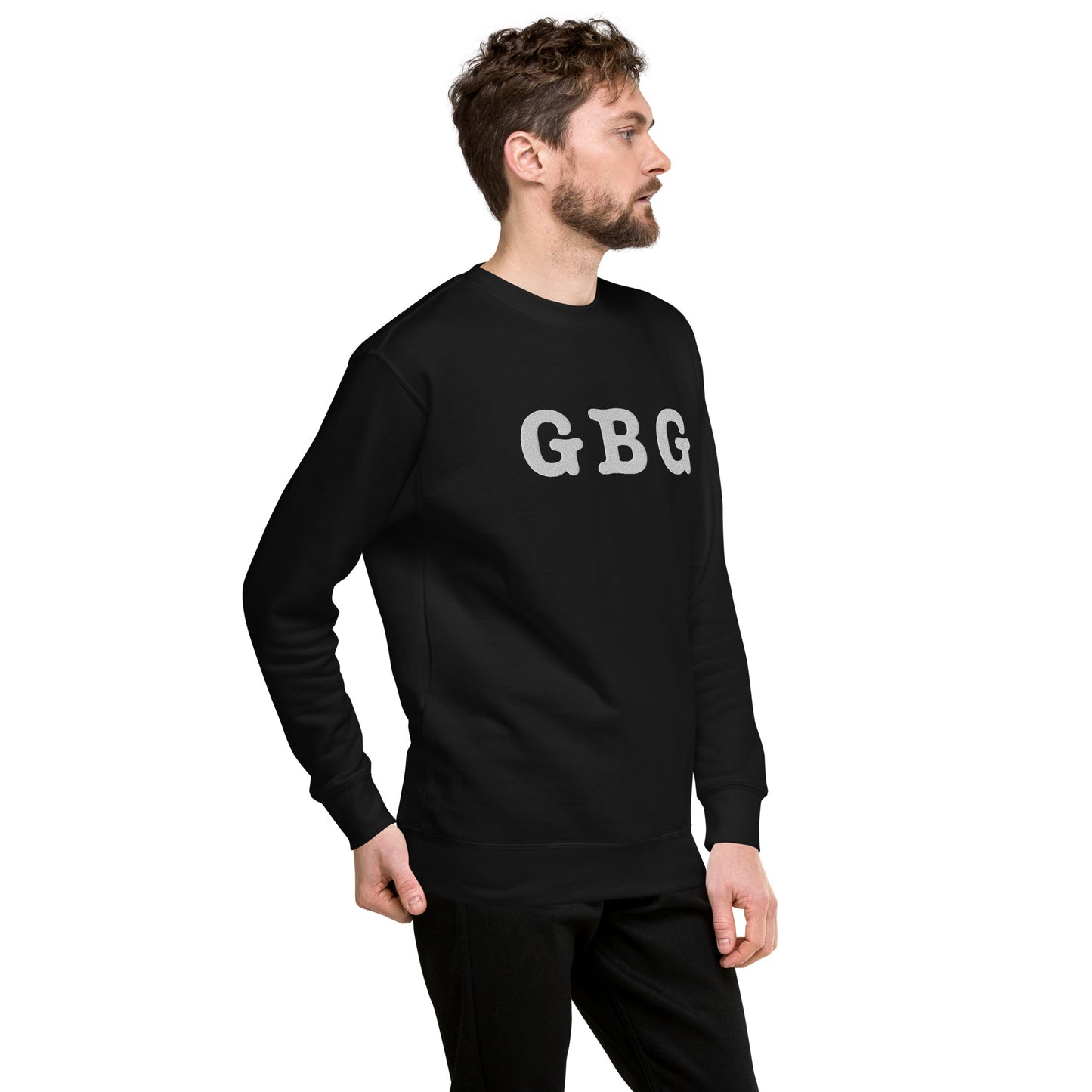 GBG - Premium Unisex Sweatshirt/Collegetröja med vit brodyr