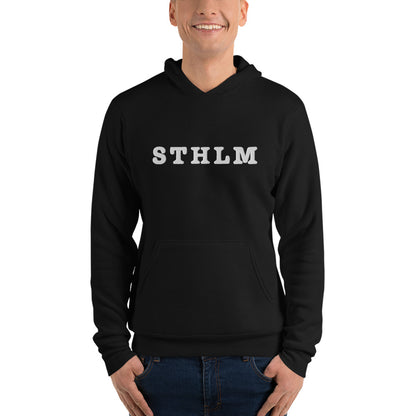 STHLM - Premium Unisex Hoodie med vit brodyr