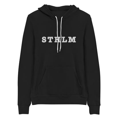 STHLM - Premium Unisex Hoodie med vit brodyr