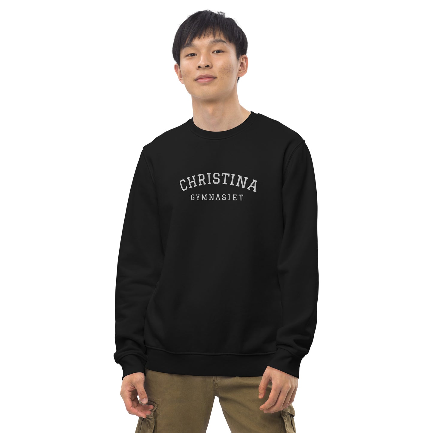 CHRISTINAGYMNASIET - Premium unisex eco collegetröja med brodyr - 4 färger