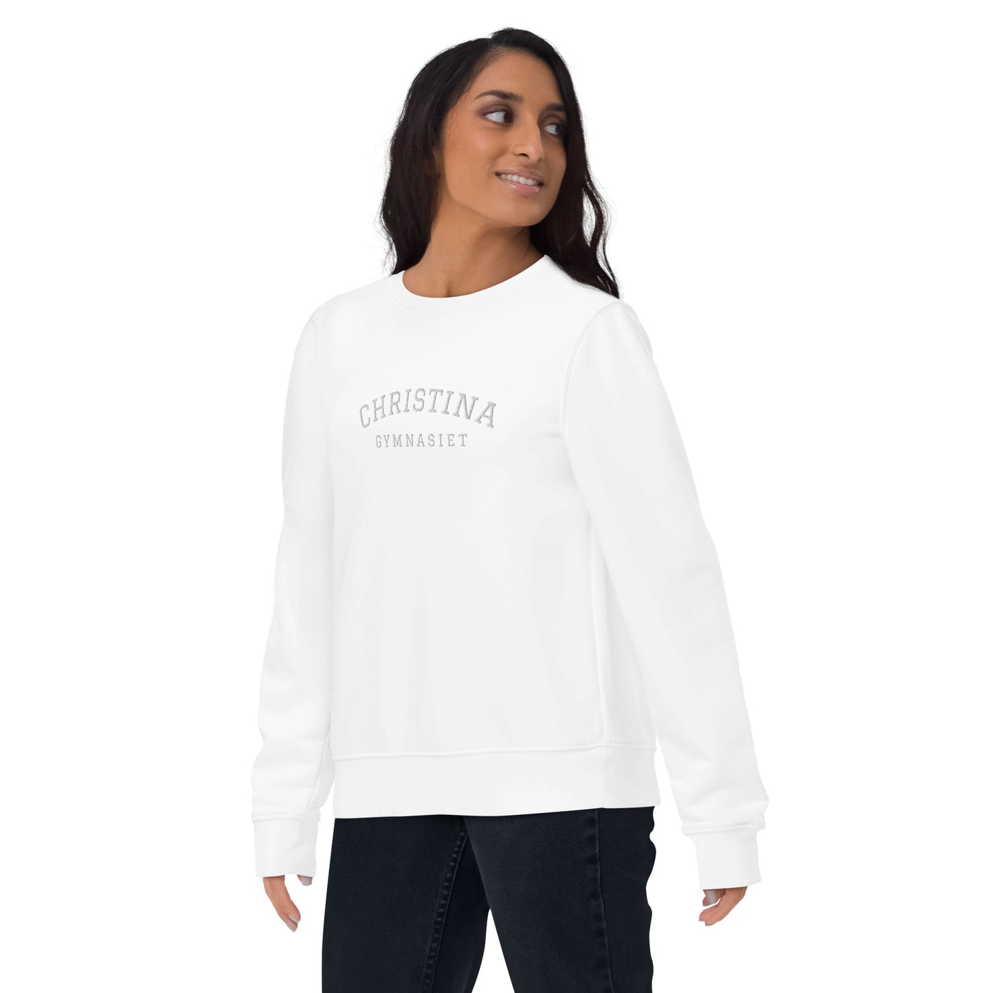 CHRISTINAGYMNASIET - Premium unisex eco collegetröja med brodyr - 4 färger